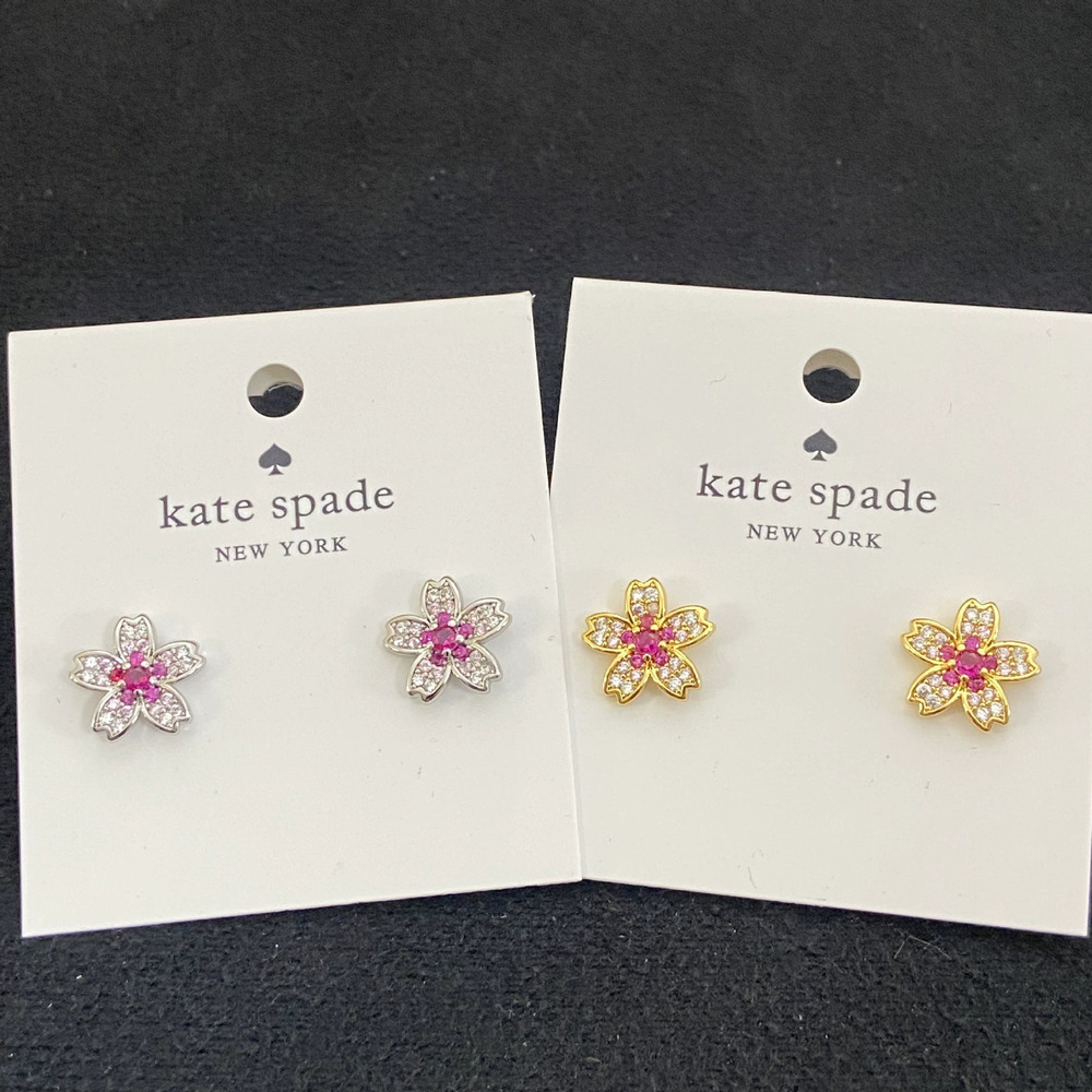 Kate SPADE Full Crystal Flower Metal Earring Studs